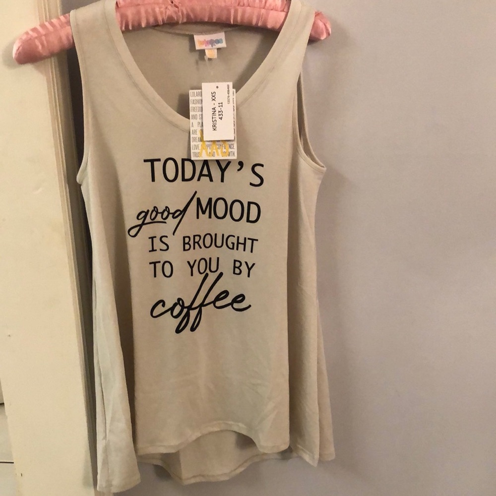 Lularoe tank “Today’s good mood is brought to you by Coffee” XXS